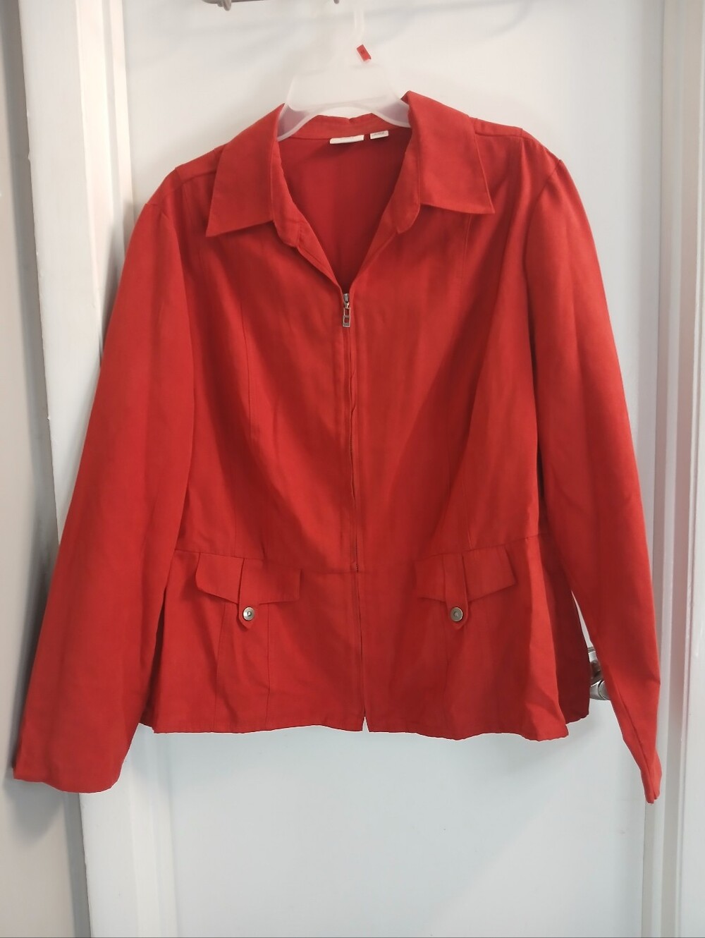 Red Suede Feel Zip Front Collared Jacket 18/20W